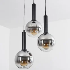 Suspension Verre Fumé-hofstein Suspension Pascal Noir, 3 lumières