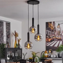 Suspension Verre Fumé-hofstein Suspension Pascal Noir, 3 lumières