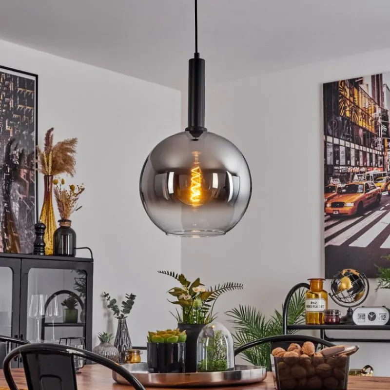 Suspension Verre Fumé-hofstein Suspension Pascal Noir, 1 lumière