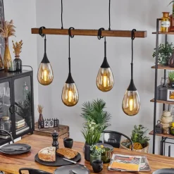 Luminaires Scandinaves-hofstein Suspension Pedreles Écru, Noir, 4 lumières