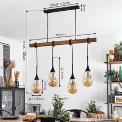 Luminaires Scandinaves-hofstein Suspension Pedreles Écru, Noir, 4 lumières