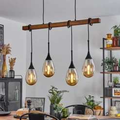 Luminaires Scandinaves-hofstein Suspension Pedreles Écru, Noir, 4 lumières