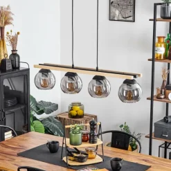 Luminaires Scandinaves-hofstein Suspension Podre Bois clair, Noir, 4 lumières