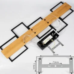 Luminaires Scandinaves-hofstein Suspension Pompu LED Bois clair, Noir, 1 lumière