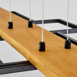 Luminaires Scandinaves-hofstein Suspension Pompu LED Bois clair, Noir, 1 lumière