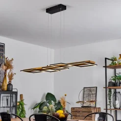 Luminaires Scandinaves-hofstein Suspension Pompu LED Bois clair, Noir, 1 lumière