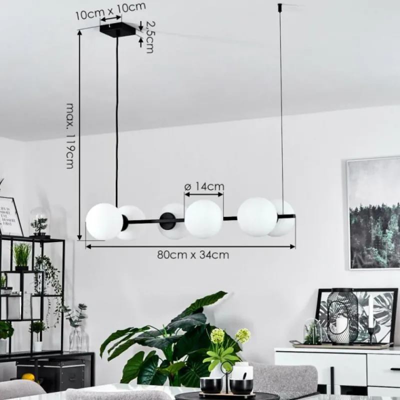 hofstein Suspension Rascoupet Noir, 6 lumières