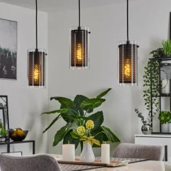 hofstein Suspension Rasperden Noir, 3 lumières