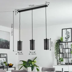 hofstein Suspension Rasperden Noir, 3 lumières