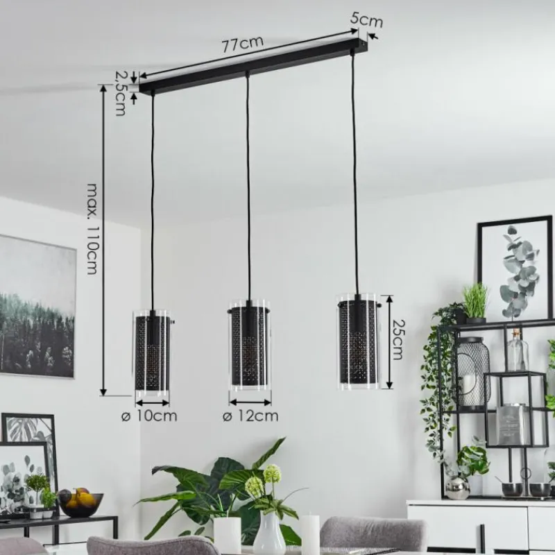 hofstein Suspension Rasperden Noir, 3 lumières