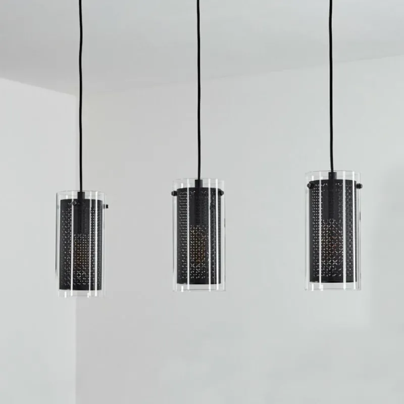 hofstein Suspension Rasperden Noir, 3 lumières