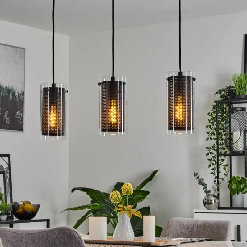 hofstein Suspension Rasperden Noir, 3 lumières