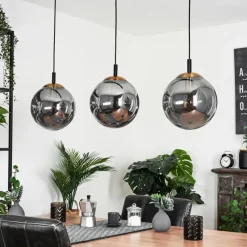 Suspension Verre Fumé-hofstein Suspension Recoutas Noir, 3 lumières