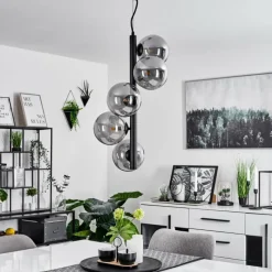 Suspension Verre Fumé-hofstein Suspension Remaisnil Noir, 5 lumières