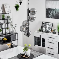 Suspension Verre Fumé-hofstein Suspension Remaisnil Noir, 5 lumières