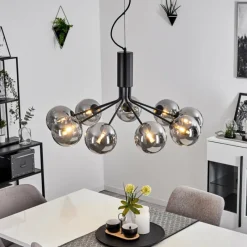 Suspension Verre Fumé-hofstein Suspension Remaisnil Noir, 9 lumières