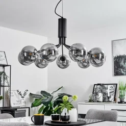 Suspension Verre Fumé-hofstein Suspension Remaisnil Noir, 9 lumières