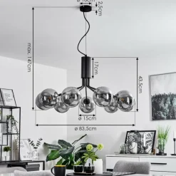 Suspension Verre Fumé-hofstein Suspension Remaisnil Noir, 9 lumières