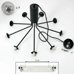 Suspension Verre Fumé-hofstein Suspension Remaisnil Noir, 9 lumières