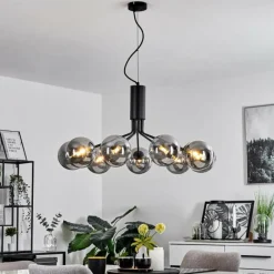 Suspension Verre Fumé-hofstein Suspension Remaisnil Noir, 9 lumières