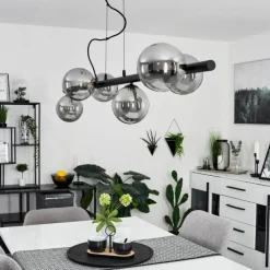 Suspension Verre Fumé-hofstein Suspension Remaisnil Noir, 6 lumières