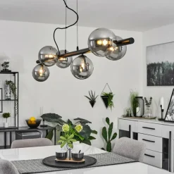 Suspension Verre Fumé-hofstein Suspension Remaisnil Noir, 6 lumières