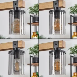 Luminaires Scandinaves-hofstein Suspension Roxa Bois clair, Noir, 4 lumières