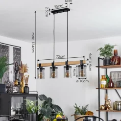 Luminaires Scandinaves-hofstein Suspension Roxa Bois clair, Noir, 4 lumières