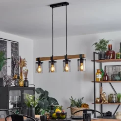 Luminaires Scandinaves-hofstein Suspension Roxa Bois clair, Noir, 4 lumières