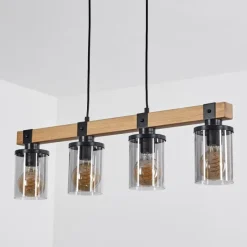 Luminaires Scandinaves-hofstein Suspension Roxa Bois clair, Noir, 4 lumières