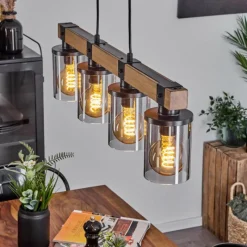 Luminaires Scandinaves-hofstein Suspension Roxa Bois clair, Noir, 4 lumières