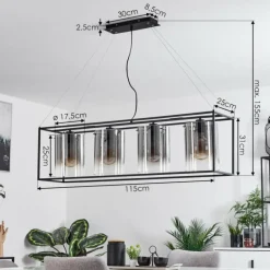 hofstein Suspension Sarniguet Noir, 4 lumières