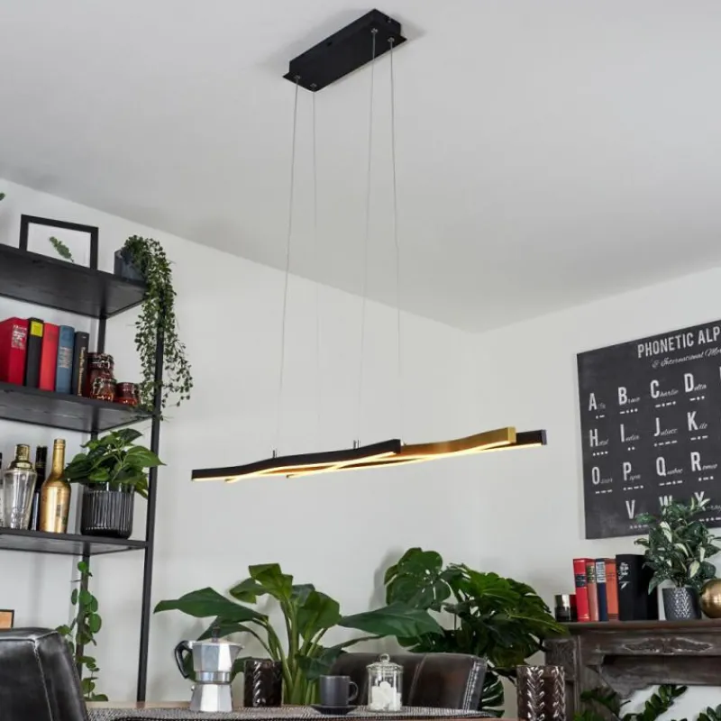 Lampes Dorées-hofstein Suspension Serlande Or, Noir, 1 lumière