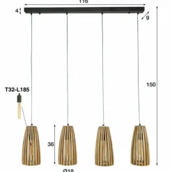 Style Boho-Chic-hofstein Suspension Solca Noir, 4 lumières