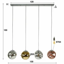 hofstein Suspension Stellar Anthracite, 4 lumières