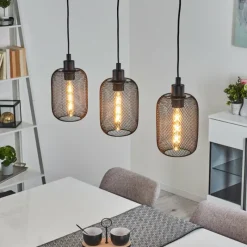 Style Boho-Chic-hofstein Suspension Tambo Noir, 3 lumières