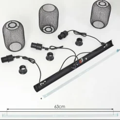 Style Boho-Chic-hofstein Suspension Tambo Noir, 3 lumières