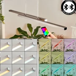 hofstein Suspension Tamizat LED Nickel mat, 2 lumières, Changeur de couleurs