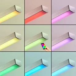 hofstein Suspension Tamizat LED Nickel mat, 2 lumières, Changeur de couleurs