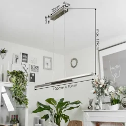 hofstein Suspension Tamizat LED Nickel mat, 2 lumières, Changeur de couleurs