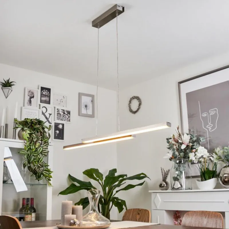 hofstein Suspension Tamizat LED Nickel mat, 2 lumières, Changeur de couleurs