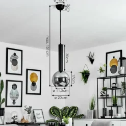 hofstein Suspension Trezeste Noir, 1 lumière