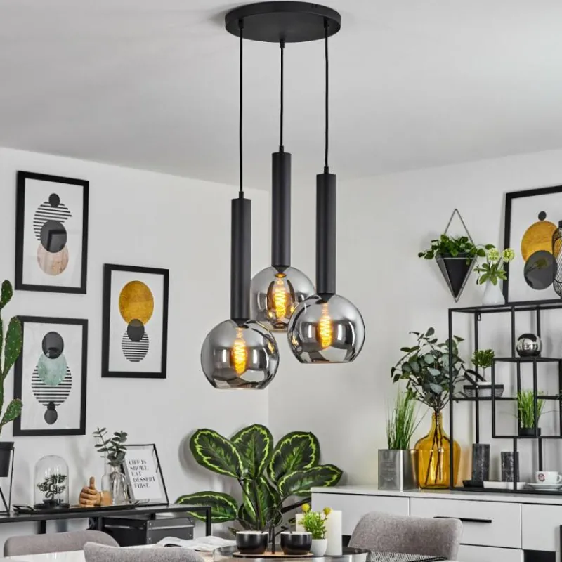 hofstein Suspension Trezeste Noir, 3 lumières