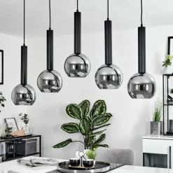 Suspension Verre Fumé-hofstein Suspension Trezeste Noir, 5 lumières
