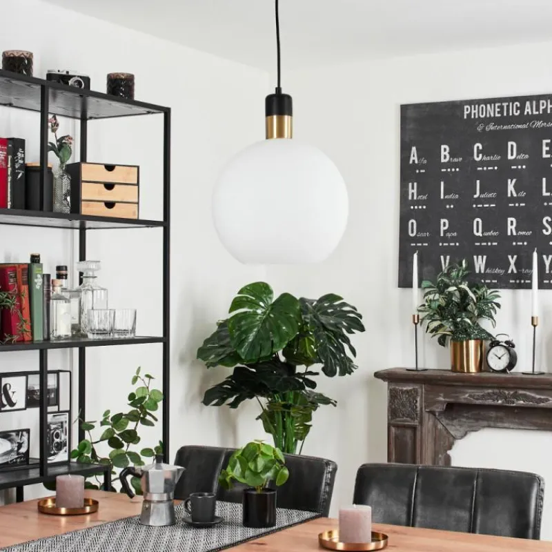 hofstein Suspension Tuvalu Laiton, Noir, 1 lumière