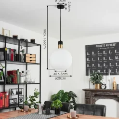 hofstein Suspension Tuvalu Laiton, Noir, 1 lumière