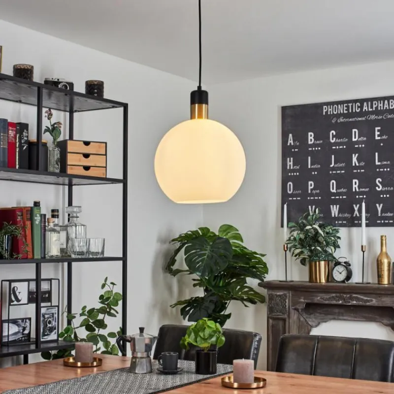 hofstein Suspension Tuvalu Laiton, Noir, 1 lumière