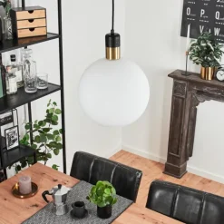 hofstein Suspension Tuvalu Laiton, Noir, 1 lumière