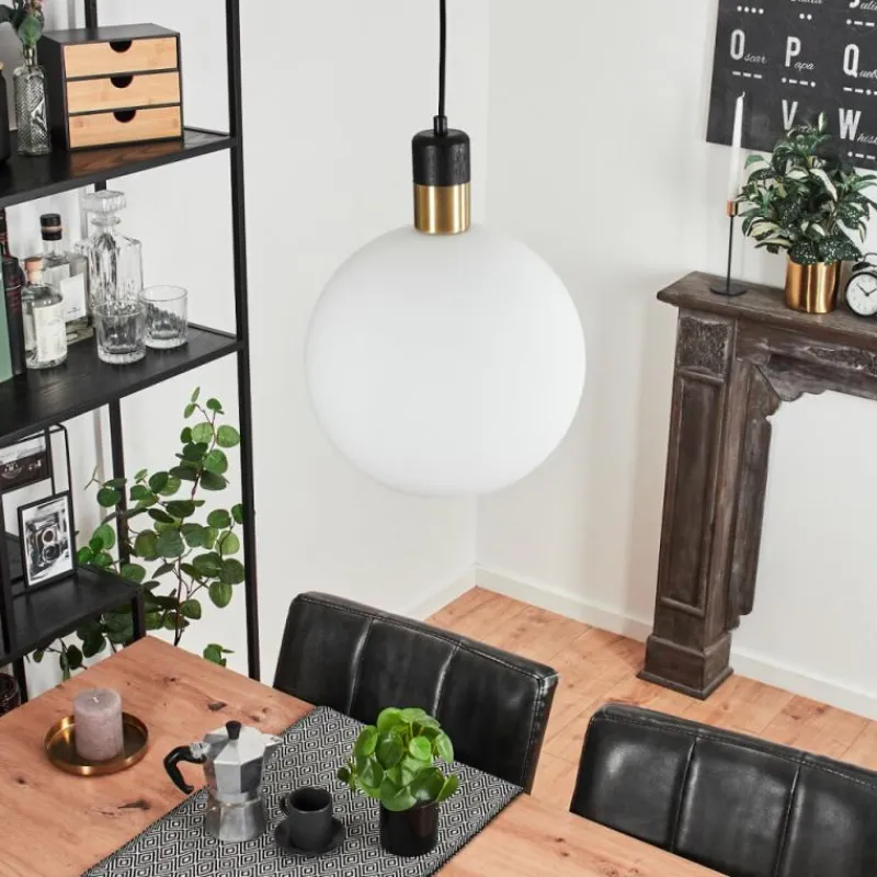 hofstein Suspension Tuvalu Laiton, Noir, 1 lumière