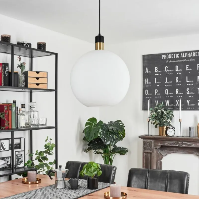 hofstein Suspension Tuvalu Laiton, Noir, 1 lumière